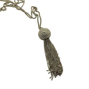TCS Touchstone Crystal Swarovski 30 Inch Necklace Silver Tone Tassel Ball
